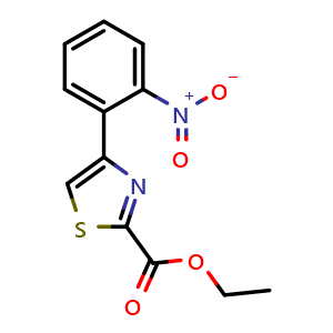 Chemical structure of Ethyl 4-(2-Nitrophenyl)thiazole-2-carboxylate , CAS 172848-60-1, AChemBlock U138844