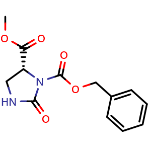 Chemical structure of Methyl (R)-3-Cbz-2-oxoimidazolidine-4-carboxylate , CAS 171230-54-9, AChemBlock U138858