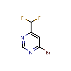 Chemical structure of 4-bromo-6-(difluoromethyl)pyrimidine , CAS 1706448-11-4, AChemBlock U138866