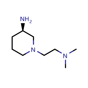 Chemical structure of (R)-1-[2-(Dimethylamino)ethyl]piperidin-3-amine , CAS 1704978-27-7, AChemBlock U138868