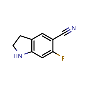 Chemical structure of 6-Fluoroindoline-5-carbonitrile , CAS 1702230-01-0, AChemBlock U138869