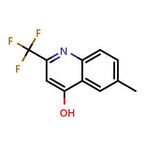 Chemical structure of 4-Hydroxy-6-methyl-2-(trifluoromethyl)quinoline , CAS 1701-20-8, AChemBlock U138874