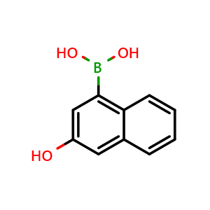 Chemical structure of 3-Hydroxynaphthalene-1-boronic acid , CAS 1698028-43-1, AChemBlock U138879