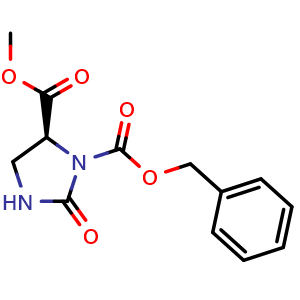 Chemical structure of Methyl (S)-3-Cbz-2-oxoimidazolidine-4-carboxylate , CAS 168399-08-4, AChemBlock U138900