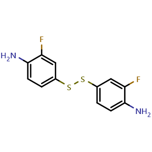Chemical structure of Bis(3-fluoro-4-aminophenyl) Disulfide , CAS 16766-33-9, AChemBlock U138910