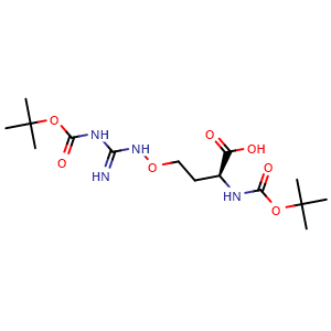 Chemical structure of (S)-4-[(3-Boc-guanidino)oxy]-2-(Boc-amino)butanoic acid , CAS 165105-47-5, AChemBlock U138933