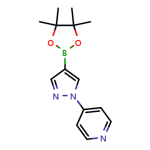 Chemical structure of 4-[4-(4,4,5,5-tetramethyl-1,3,2-dioxaborolan-2-yl)-1h-pyrazol-1-yl]pyridine , CAS 1650548-69-8, AChemBlock U138934