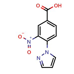 Chemical structure of 3-Nitro-4-(1-pyrazolyl)benzoic acid , CAS 162848-25-1, AChemBlock U138958