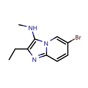 Chemical structure of 6-Bromo-2-ethyl-N-methylimidazo[1,2-a]pyridin-3-amine , CAS 1628264-05-0, AChemBlock U138960