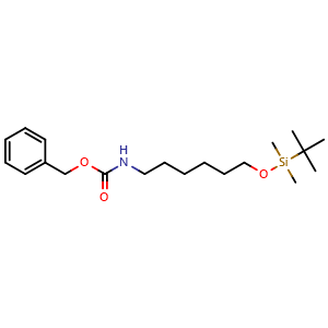 Chemical structure of Benzyl 6-(tert-butyldimethylsilyloxy)hexylcarbamate , CAS 1622243-92-8, AChemBlock U138976