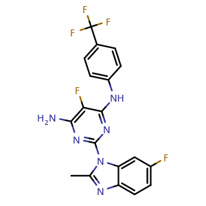 5-fluoro-2-(6-fluoro-2-methyl-1H-benzo[d]imidazol-1-yl)-N4-(4-(trifluoromethyl)phenyl)pyrimidine-4,6-diamine
