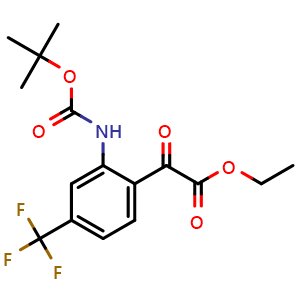 Chemical structure of Ethyl 2-[2-(Boc-amino)-4-(trifluoromethyl)phenyl]-2-oxoacetate , CAS 159684-36-3, AChemBlock U139021