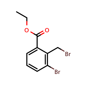 Chemical structure of Ethyl 3-Bromo-2-(bromomethyl)benzoate , CAS 157652-24-9, AChemBlock U139050
