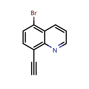 Chemical structure of 5-Bromo-8-ethynylquinoline , CAS 1565917-41-0, AChemBlock U139062