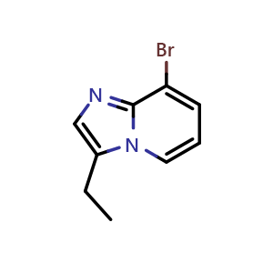 Chemical structure of 8-bromo-3-ethyl-imidazo[1,2-a]pyridine , CAS 1551743-42-0, AChemBlock U139084