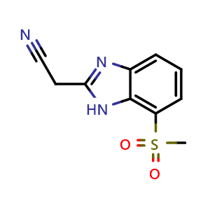 Chemical structure of 2-(Cyanomethyl)-7-(methylsulfonyl)benzimidazole , CAS 1547913-76-7, AChemBlock U139090