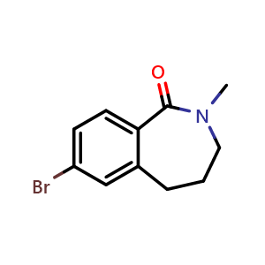 Chemical structure of 7-bromo-2-methyl-4,5-dihydro-3H-2-benzazepin-1-one , CAS 1547135-97-6, AChemBlock U139091