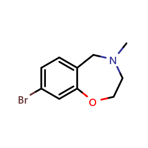 Chemical structure of 8-bromo-4-methyl-3,5-dihydro-2H-1,4-benzoxazepine , CAS 1547135-79-4, AChemBlock U139092