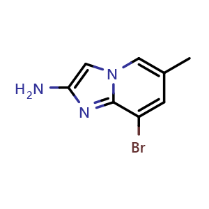 Chemical structure of 8-bromo-6-methyl-imidazo[1,2-a]pyridin-2-amine , CAS 1543130-77-3, AChemBlock U139101