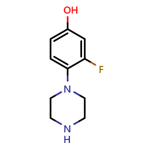 Chemical structure of 3-Fluoro-4-(1-piperazinyl)phenol , CAS 1543004-30-3, AChemBlock U139102