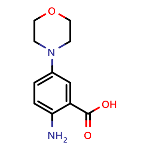 Chemical structure of 2-Amino-5-morpholinobenzoic acid , CAS 153437-52-6, AChemBlock U139122