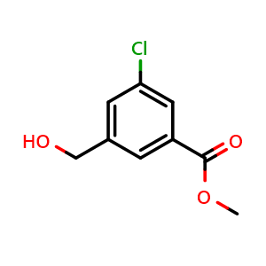 Chemical structure of Methyl 3-Chloro-5-(hydroxymethyl)benzoate , CAS 153203-58-8, AChemBlock U139130