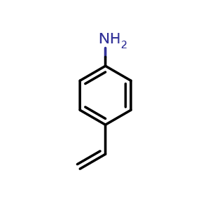 Chemical structure of 4-Vinylaniline , CAS 1520-21-4, AChemBlock U139150