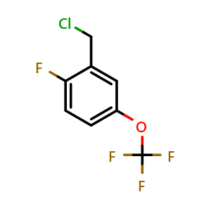 Chemical structure of 2-Fluoro-5-(trifluoromethoxy)benzyl Chloride , CAS 1517586-69-4, AChemBlock U139155