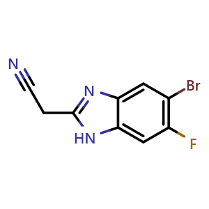 Chemical structure of 5-Bromo-2-(cyanomethyl)-6-fluorobenzimidazole , CAS 1514433-81-8, AChemBlock U139161