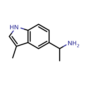 Chemical structure of 1-(3-Methyl-5-indolyl)ethanamine , CAS 1513768-39-2, AChemBlock U139164
