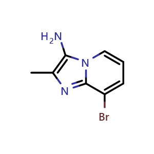 Chemical structure of 8-bromo-2-methyl-imidazo[1,2-a]pyridin-3-amine , CAS 1511557-22-4, AChemBlock U139170