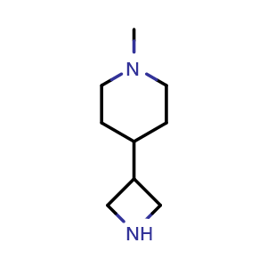Chemical structure of 4-(3-Azetidinyl)-1-methylpiperidine , CAS 1511174-81-4, AChemBlock U139173