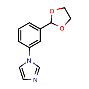 Chemical structure of 2-[3-(1-Imidazolyl)phenyl]-1,3-dioxolane , CAS 151055-85-5, AChemBlock U139175