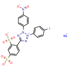 Chemical structure of 2-(4-Iodophenyl)-3-(4-nitrophenyl)-5-(2,4-disulfophenyl)-2H-tetrazolium Sodium Salt , CAS 150849-52-8, AChemBlock U139179