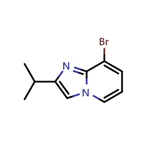 Chemical structure of 8-bromo-2-isopropyl-imidazo[1,2-a]pyridine , CAS 1505683-00-0, AChemBlock U139184