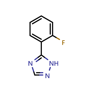Chemical structure of 5-(2-Fluorophenyl)-1H-1,2,4-triazole , CAS 1505273-47-1, AChemBlock U139186