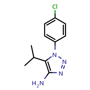 Chemical structure of 1-(4-chlorophenyl)-5-isopropyl-1H-1,2,3-triazol-4-amine , CAS 1503894-95-8, AChemBlock U139190