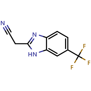 Chemical structure of 2-(Cyanomethyl)-6-(trifluoromethyl)benzimidazole , CAS 1500844-32-5, AChemBlock U139201