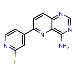 Chemical structure of 4-Amino-6-(2-fluoro-4-pyridyl)pyrido[3,2-d]pyrimidine , CAS 1499162-60-5, AChemBlock U139208