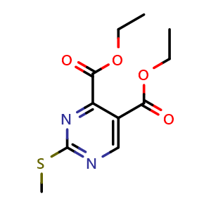 Chemical structure of Diethyl 2-(Methylthio)-4,5-pyrimidinedicarboxylate , CAS 149771-08-4, AChemBlock U139212