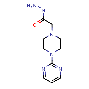 Chemical structure of 2-[4-(2-Pyrimidyl)-1-piperazinyl]acetohydrazide , CAS 1495336-65-6, AChemBlock U139219
