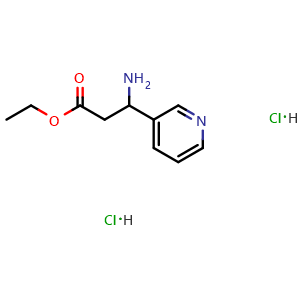 Chemical structure of ethyl 3-amino-3-(3-pyridyl)propionate dihydrochloride , CAS 149498-96-4, AChemBlock U139221