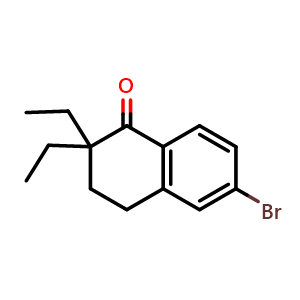 Chemical structure of 6-Bromo-2,2-diethyl-3,4-dihydronaphthalen-1(2H)-one , CAS 149456-23-5, AChemBlock U139225