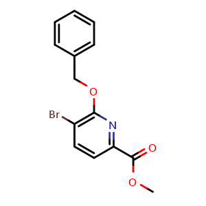 Chemical structure of Methyl 6-(Benzyloxy)-5-bromopyridine-2-carboxylate , CAS 1493800-02-4, AChemBlock U139228