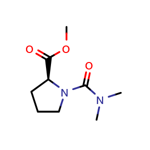 Chemical structure of Methyl (S)-1-(Dimethylcarbamoyl)pyrrolidine-2-carboxylate , CAS 1493675-45-8, AChemBlock U139229