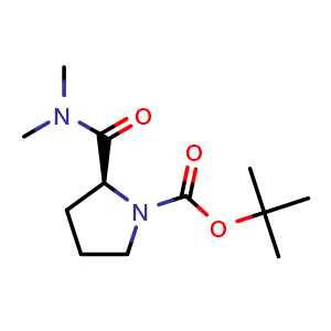 Chemical structure of (S)-tert-Butyl 2-(dimethylcarbamoyl) pyrrolidine-1-carboxylate , CAS 149152-54-5, AChemBlock U139234