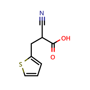 Chemical structure of 2-Cyano-3-(2-thienyl)propanoic acid , CAS 148674-60-6, AChemBlock U139242