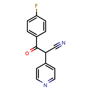Chemical structure of 3-(4-Fluorophenyl)-3-oxo-2-(4-pyridinyl)propanenitrile , CAS 148671-42-5, AChemBlock U139243