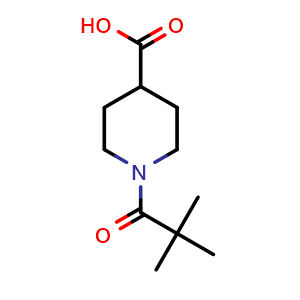 Chemical structure of 1-Pivaloylpiperidine-4-carboxylic acid , CAS 147958-90-5, AChemBlock U139253