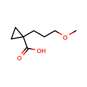 Chemical structure of 1-(3-Methoxypropyl)cyclopropanecarboxylic Acid , CAS 1468755-84-1, AChemBlock U139264